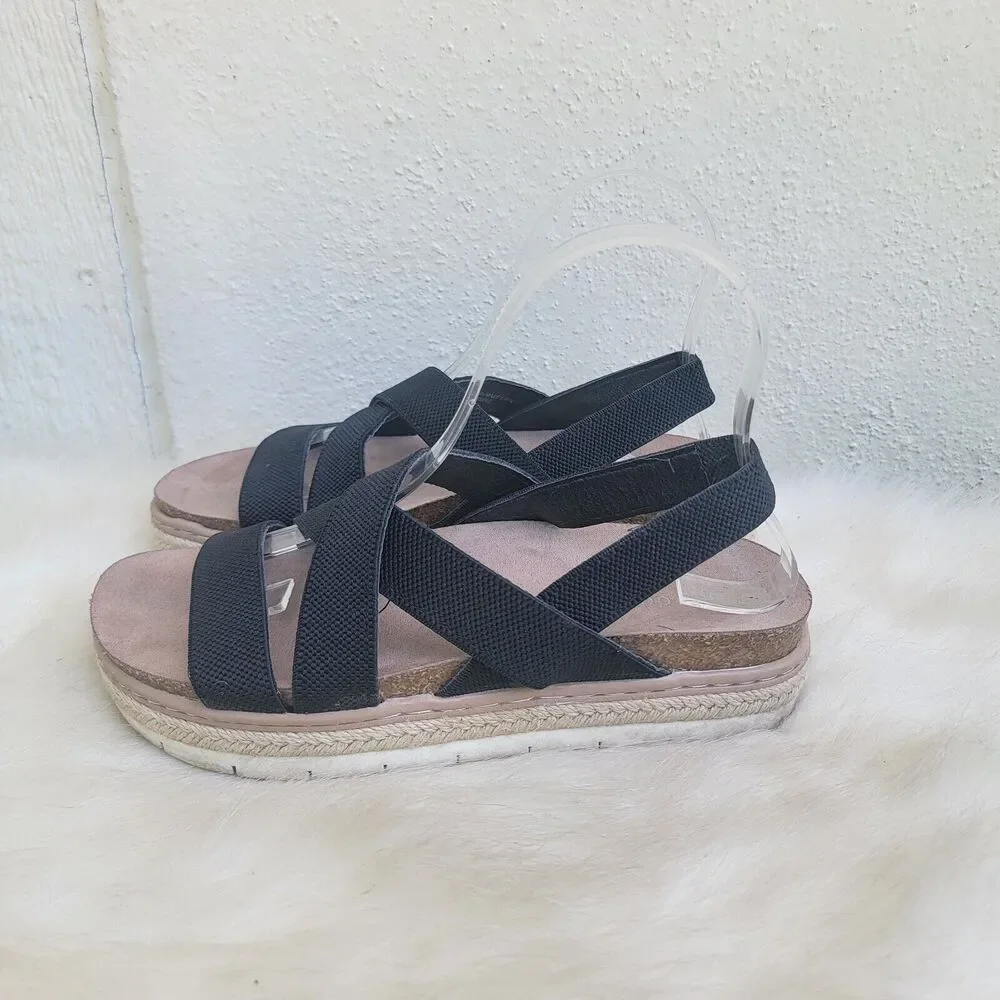 Madden Girl Lorra black espadrille flatform sandal wmns size 7M